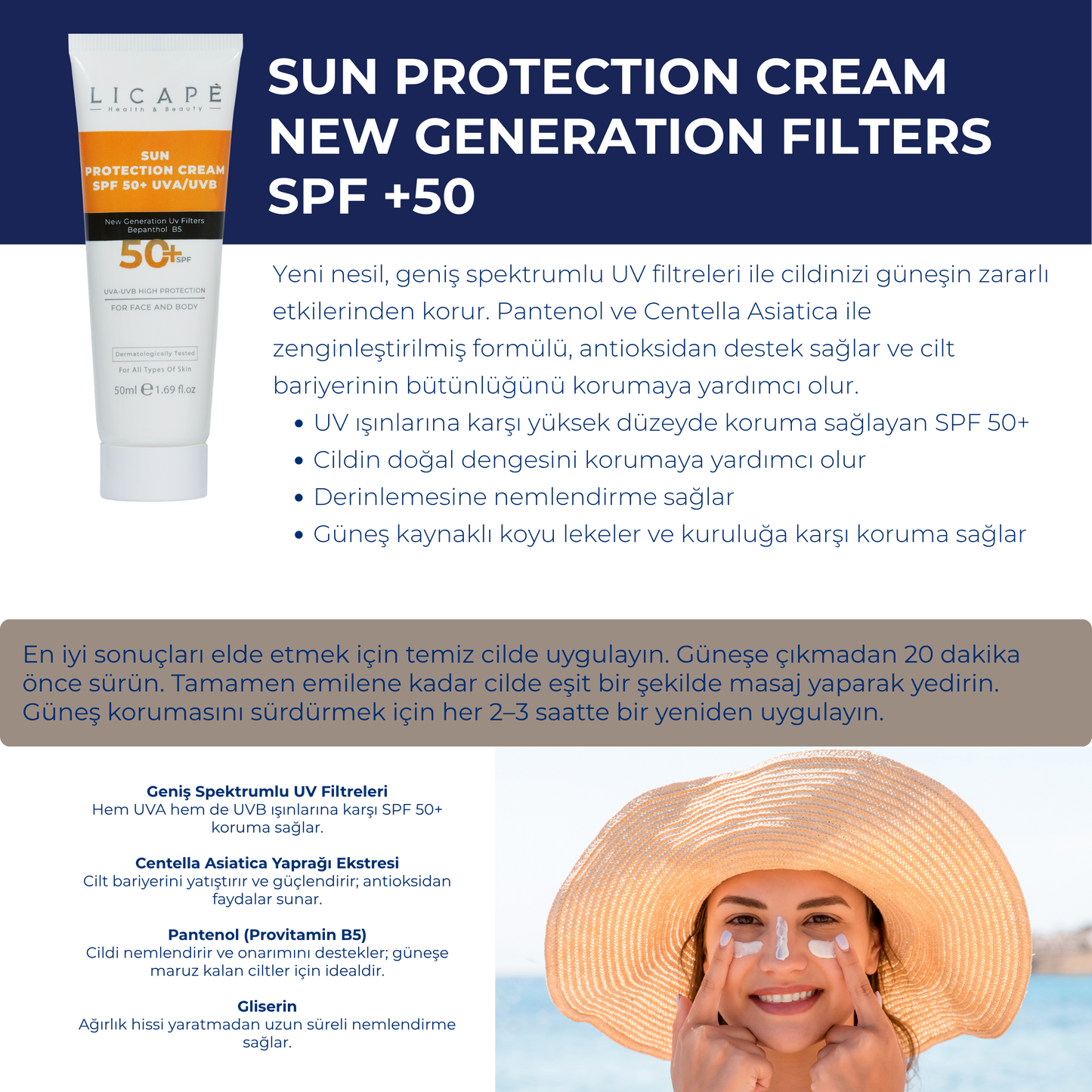 Çok Yönlü Yüksek Korumalı Spf +50 Faktör Uva - Uvb Güneş Kremi