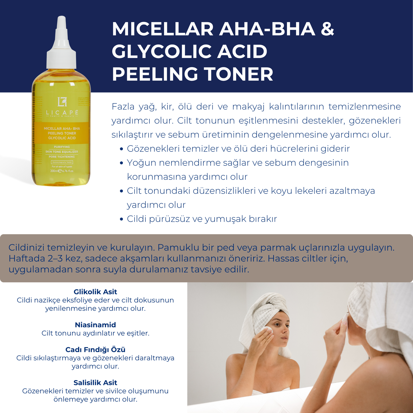 Micellar Glikolik Asitli  Aha-bha Peeling Tonik 200ml