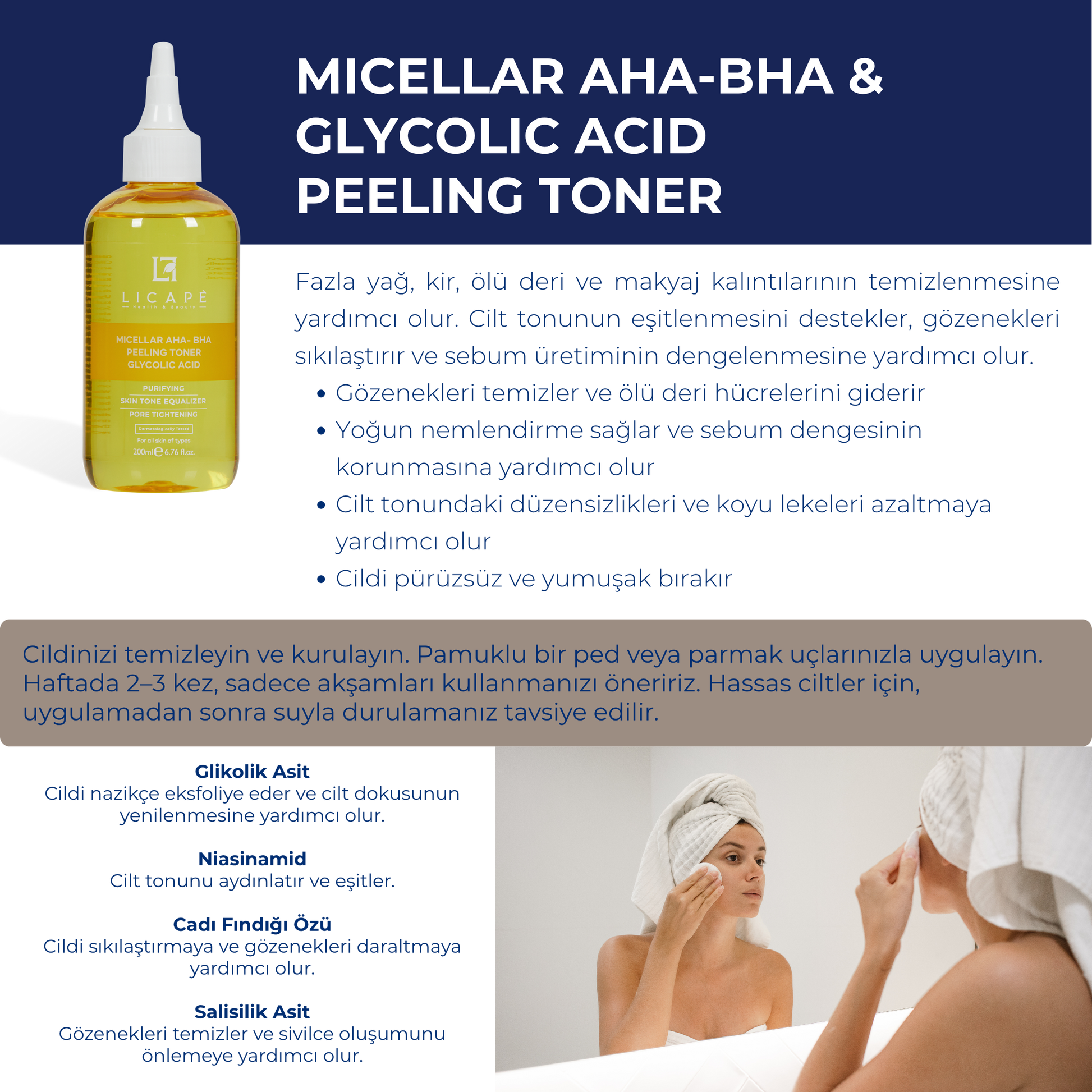 Micellar Glikolik Asitli  Aha-bha Peeling Tonik 200ml