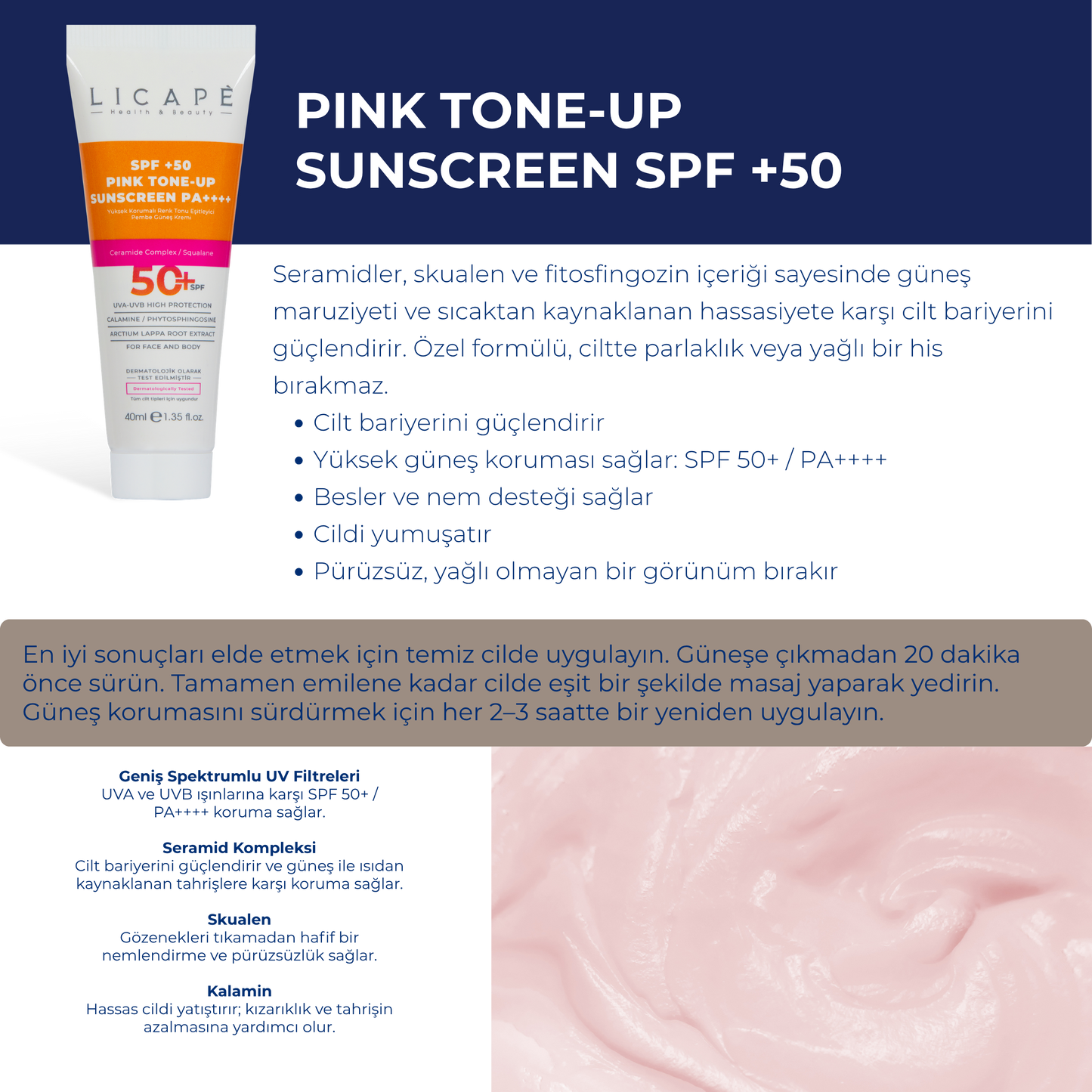 Yüksek Korumalı Renk Tonu Eşitleyici Pembe - Pink Güneş Kremi 40 ml