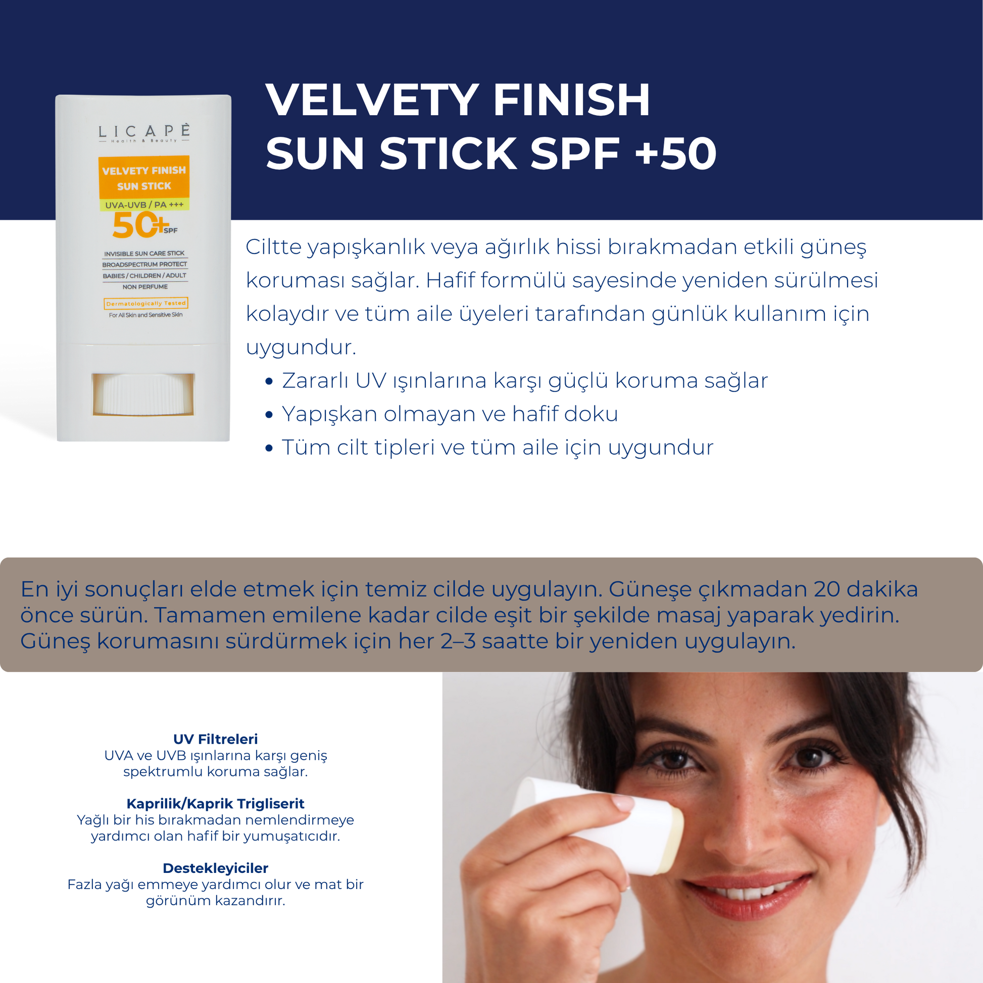 Yüksek Koruma Suya Dayanıklı Tüm Yaş Grubuna Uygun Stick 50 Faktör Güneş Kremi 18 ml
