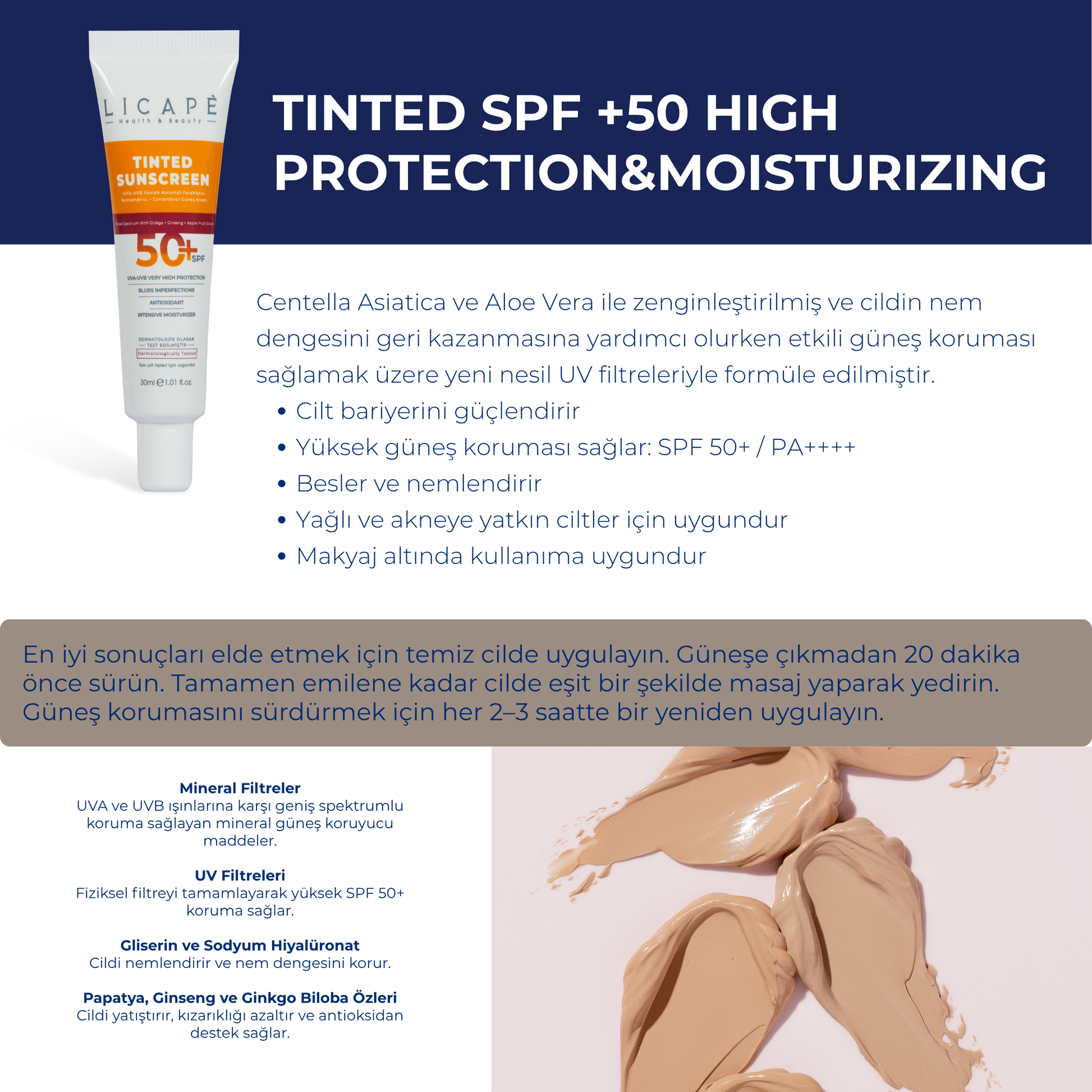 Yüksek Koruma Tinted (KAPATICI) 50 Spf Güneş Kremi